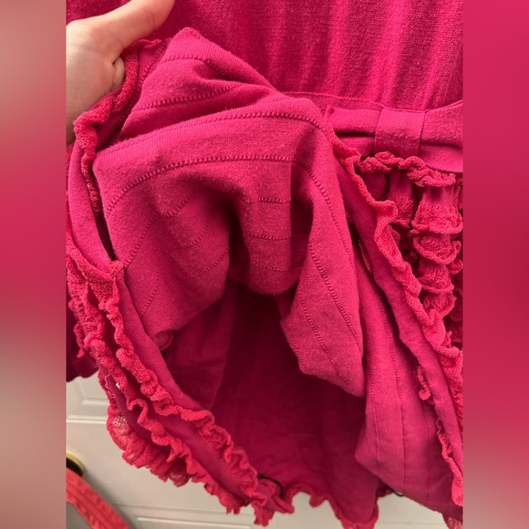RED Valentino Long-Sleeve Ruffle-Skirt Dress, Fuchsia - Picture 9 of 15